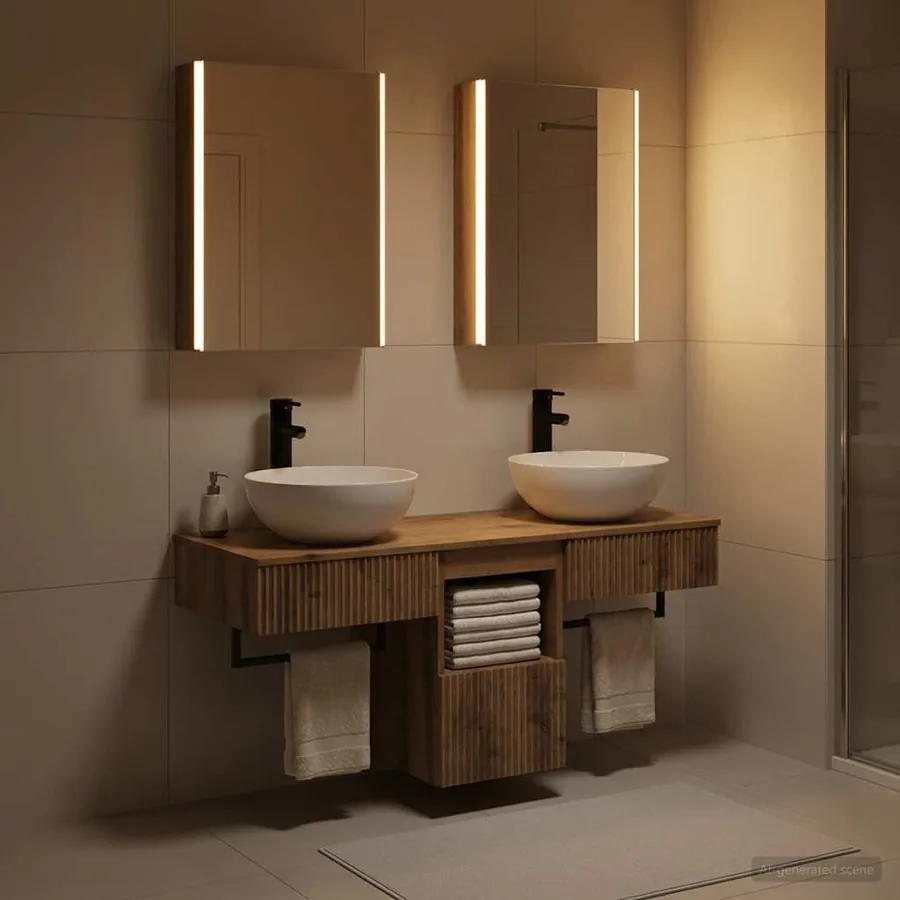 Ensemble d'armoire de salle de bain 5 pc Chêne artisanal