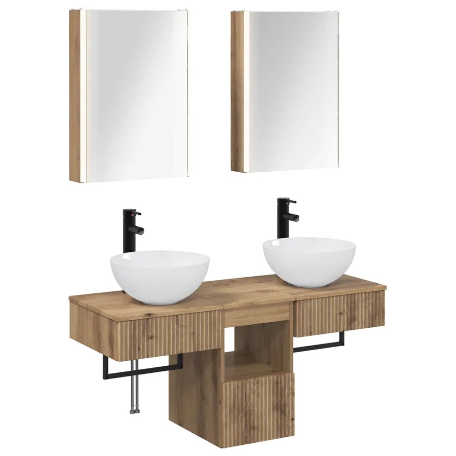 Ensemble d'armoire de salle de bain 5 pc Chêne artisanal - 2