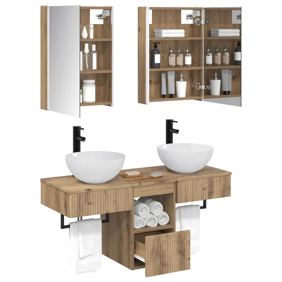 Ensemble d'armoire de salle de bain 5 pc Chêne artisanal - 3