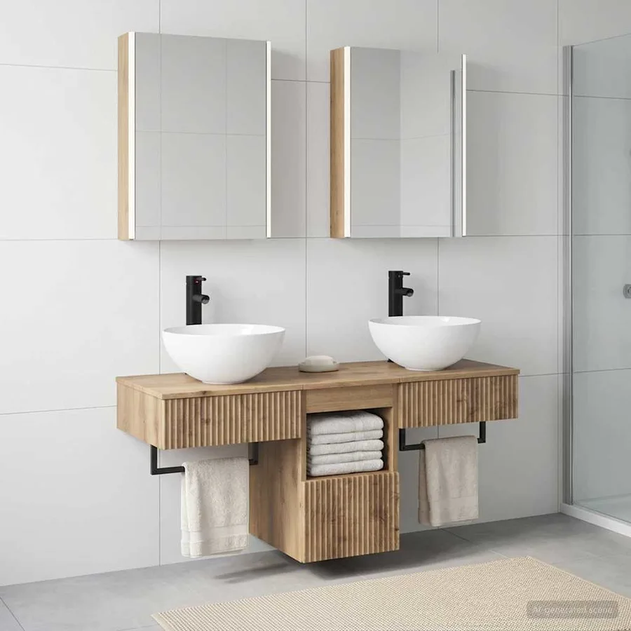 Ensemble d'armoire de salle de bain 5 pc Chêne artisanal - 4