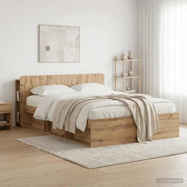 Cabinet de Tête de Lit Chêne artisanal 160 cm Bois d'ingénierie