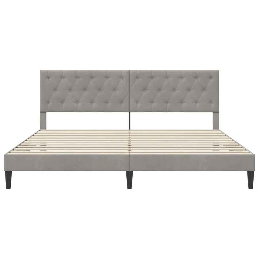 Cadre de lit avec tête de lit Gris clair 200 x 200 cm Velours - 4