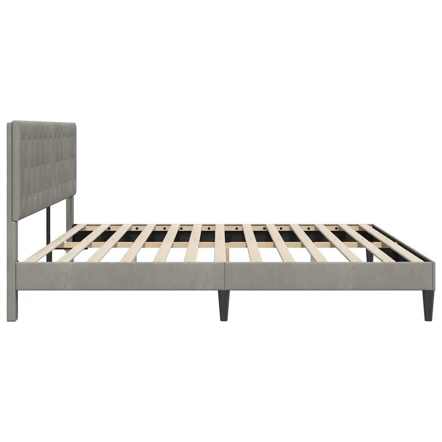 Cadre de lit avec tête de lit Gris clair 200 x 200 cm Velours - 5