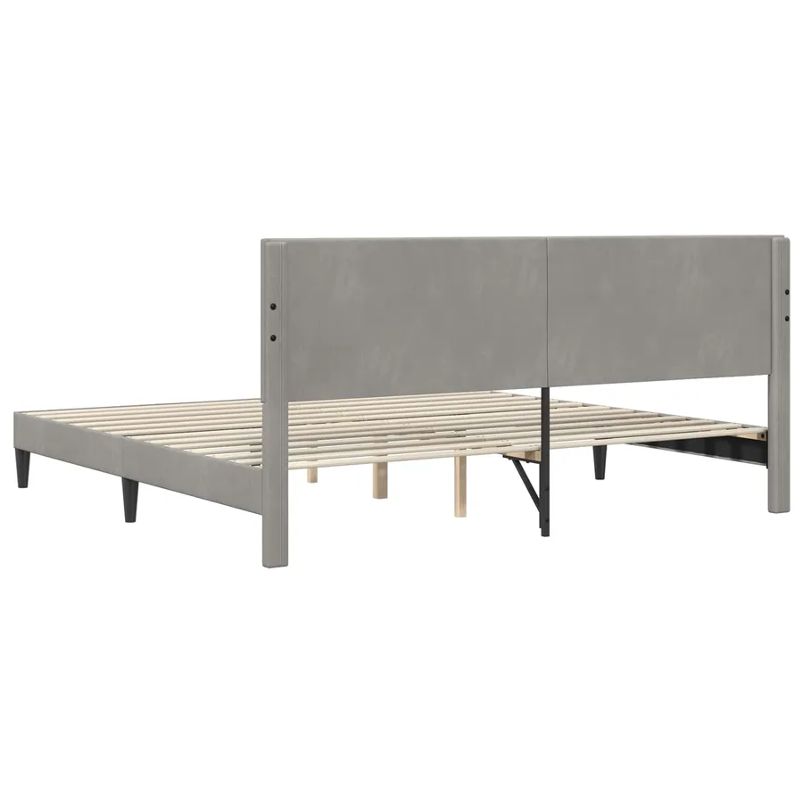 Cadre de lit avec tête de lit Gris clair 200 x 200 cm Velours - 6
