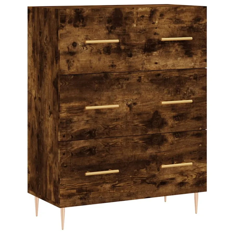 Buffet haut Chêne fumé 69,5x34x180 cm Bois d'ingénierie - 7