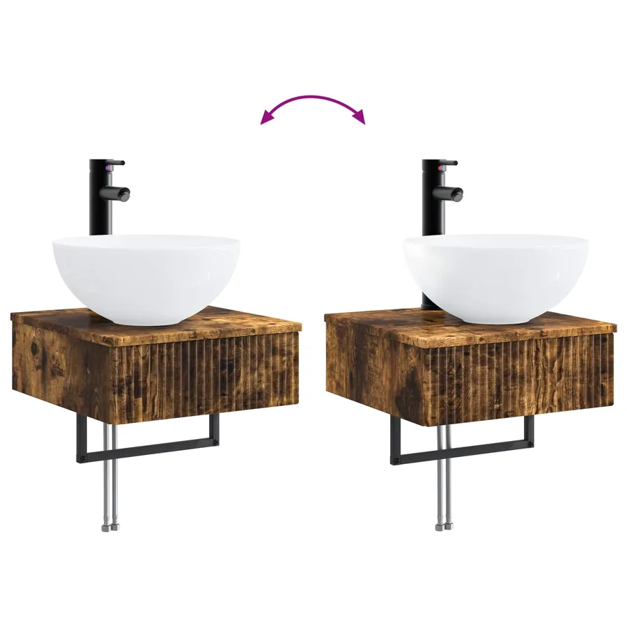 Ensemble d'armoire de salle de bain 5 pcs Chêne fumé - 13