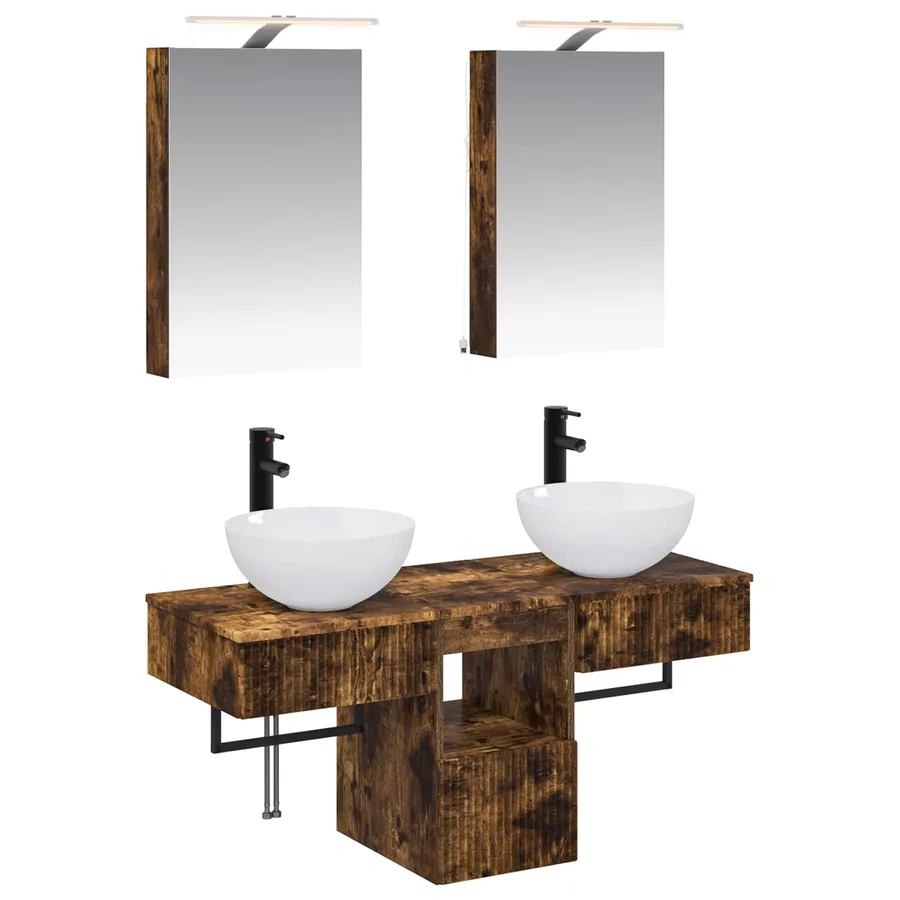 Ensemble d'armoire de salle de bain 5 pcs Chêne fumé - 2