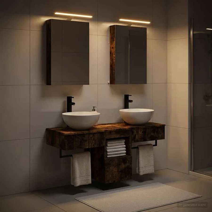 Ensemble d'armoire de salle de bain 5 pcs Chêne fumé - 4
