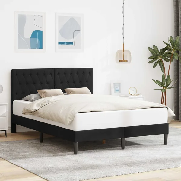 Cadre de lit avec tête de lit Noir 120 x 190 cm Velours