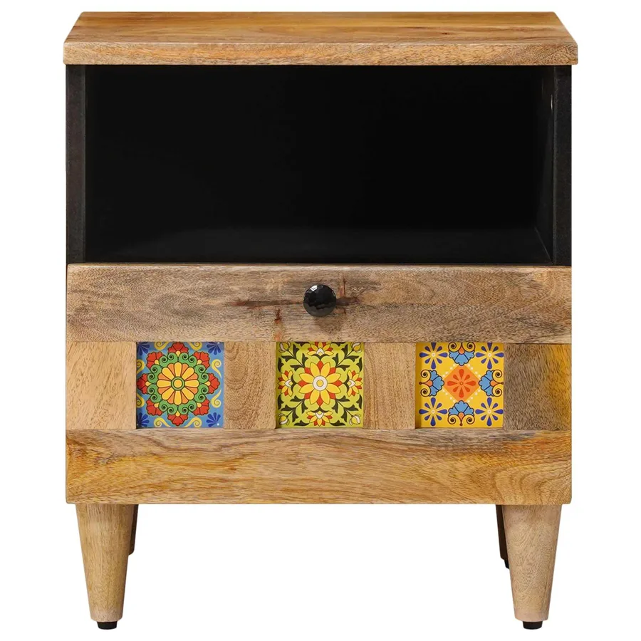 Cabinet de chevet Naturel 40 x 33 x 46 cm Bois de mangue massif - 3