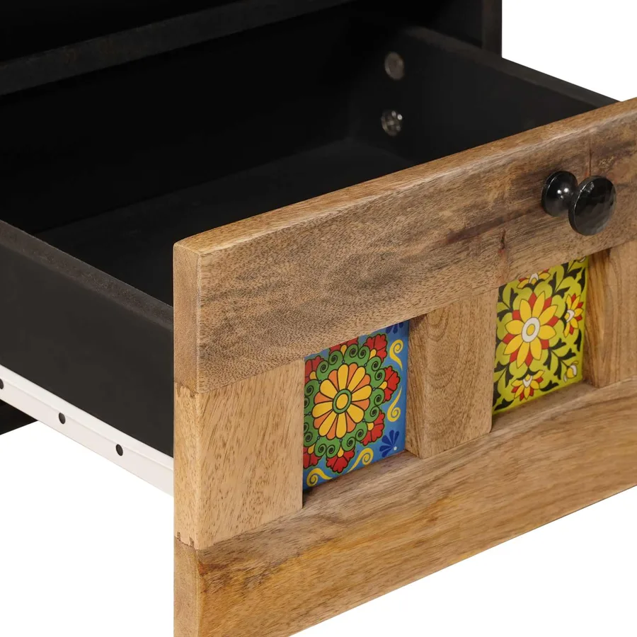 Cabinet de chevet Naturel 40 x 33 x 46 cm Bois de mangue massif - 7