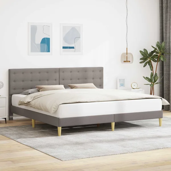 Cadre de lit avec tête de lit Taupe 200 x 200 cm Tissu