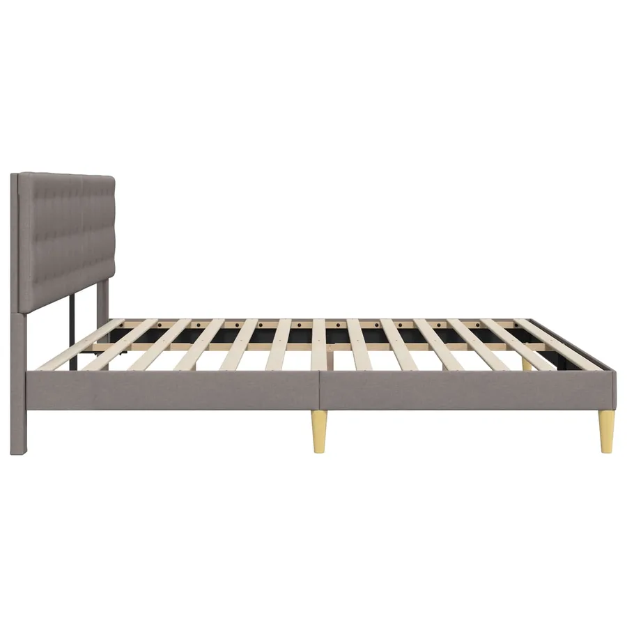 Cadre de lit avec tête de lit Taupe 200 x 200 cm Tissu - 5