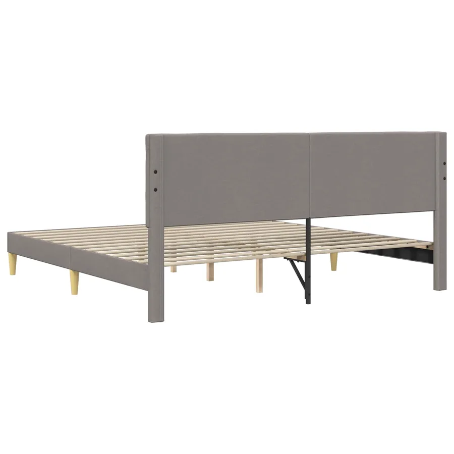 Cadre de lit avec tête de lit Taupe 200 x 200 cm Tissu - 6