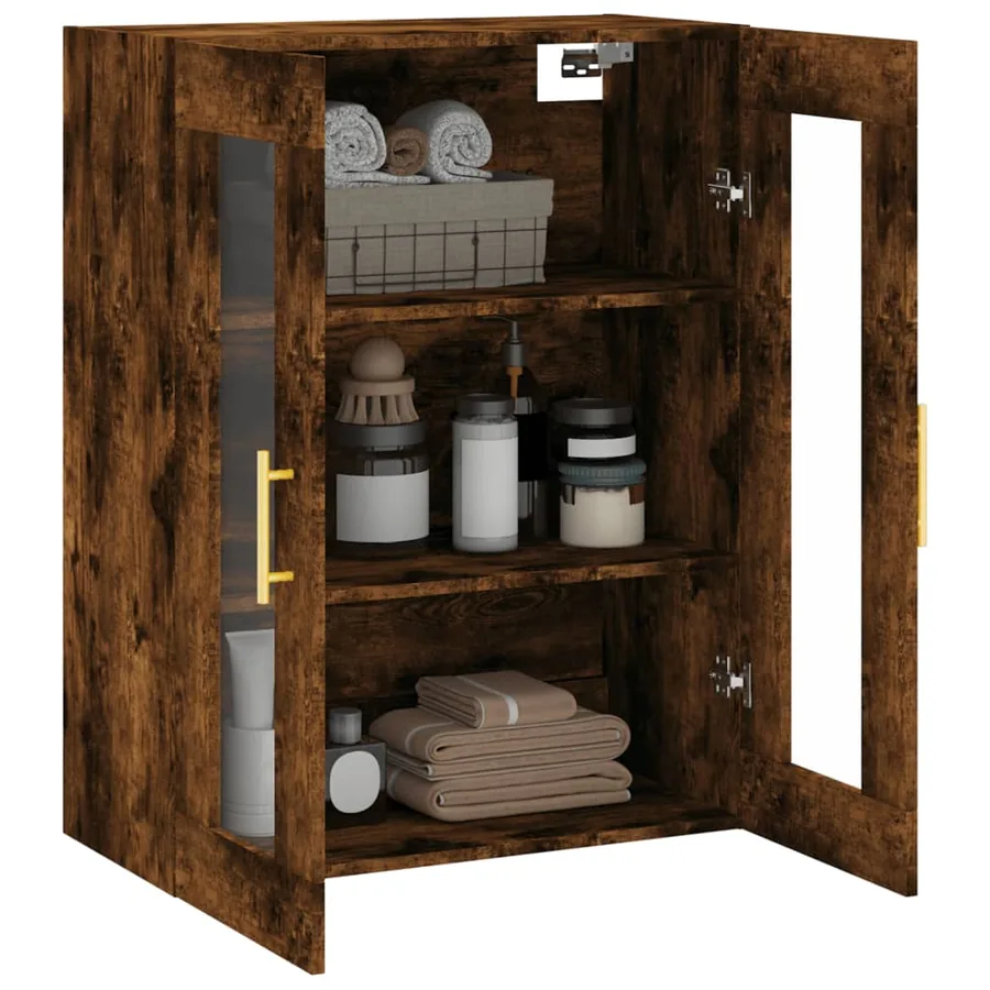 Armoire murale chêne fumé 69,5x34x90 cm - 5