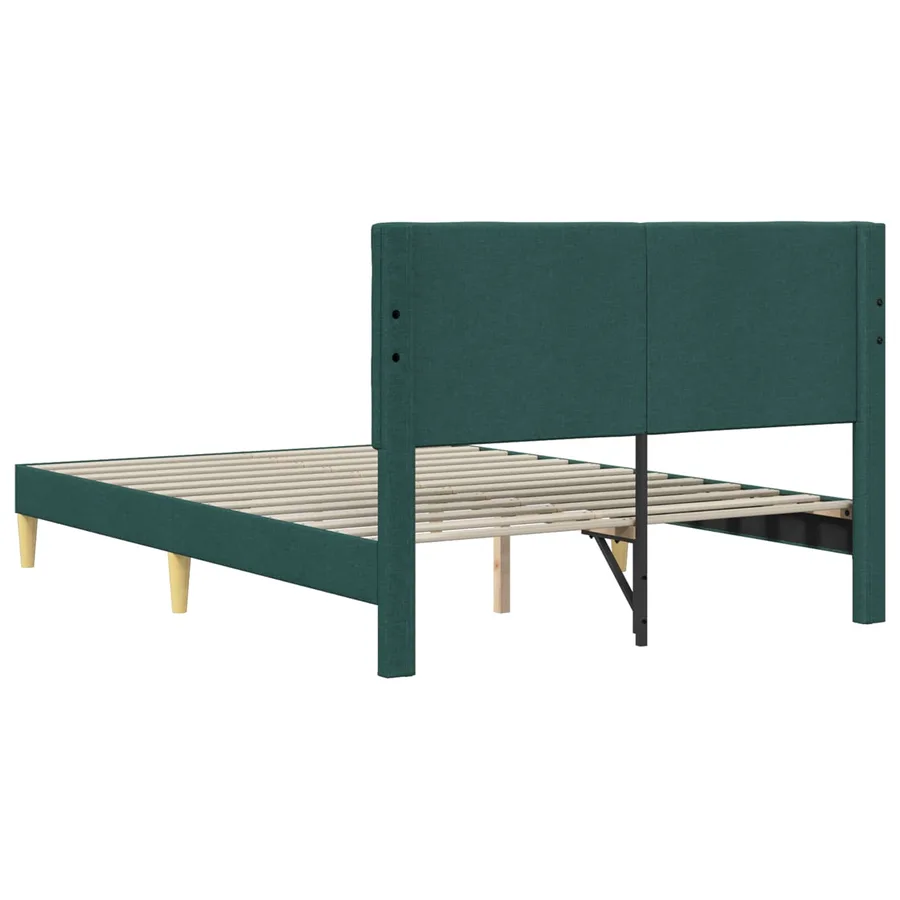Cadre de lit avec tête de lit Vert foncé 140 x 190 cm Tissu - 6