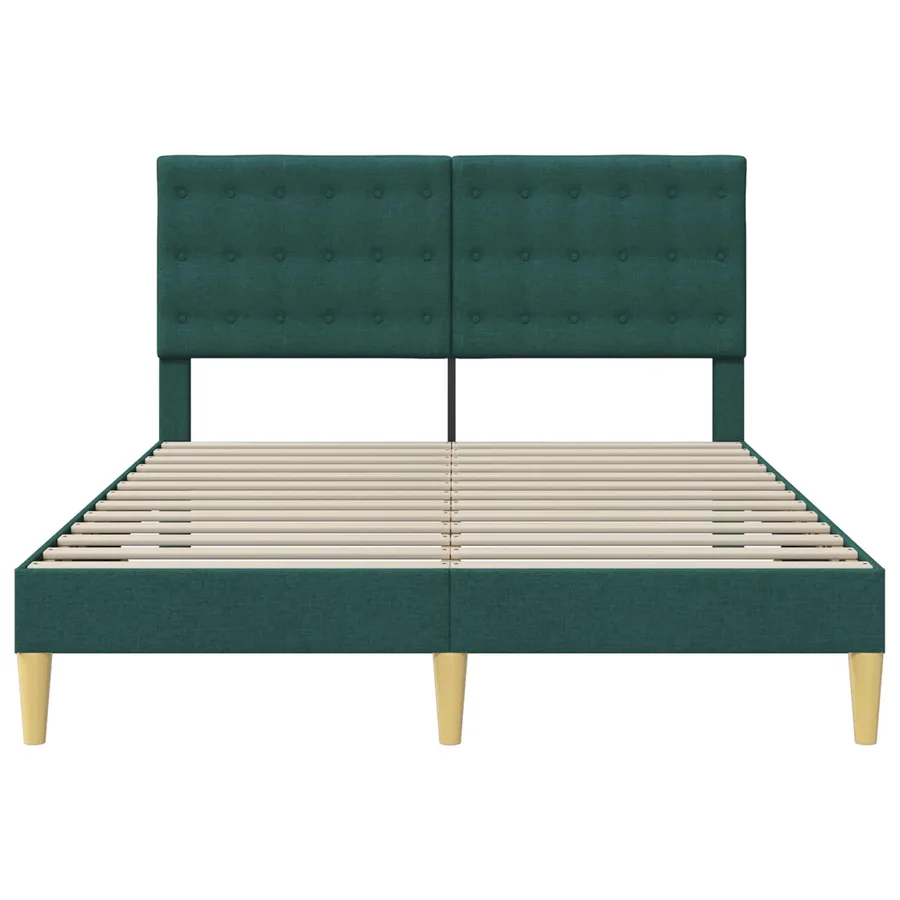 Cadre de lit avec tête de lit Vert foncé 120 x 190 cm Tissu - 4