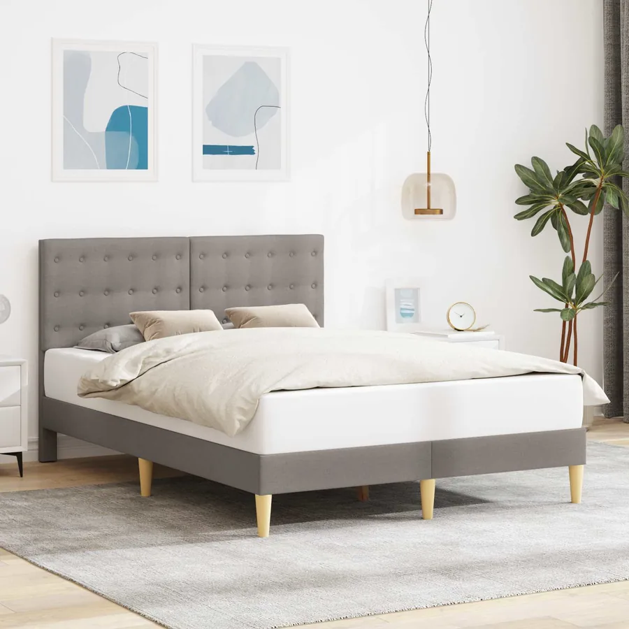 Cadre de lit avec tête de lit Taupe 120 x 200 cm Tissu