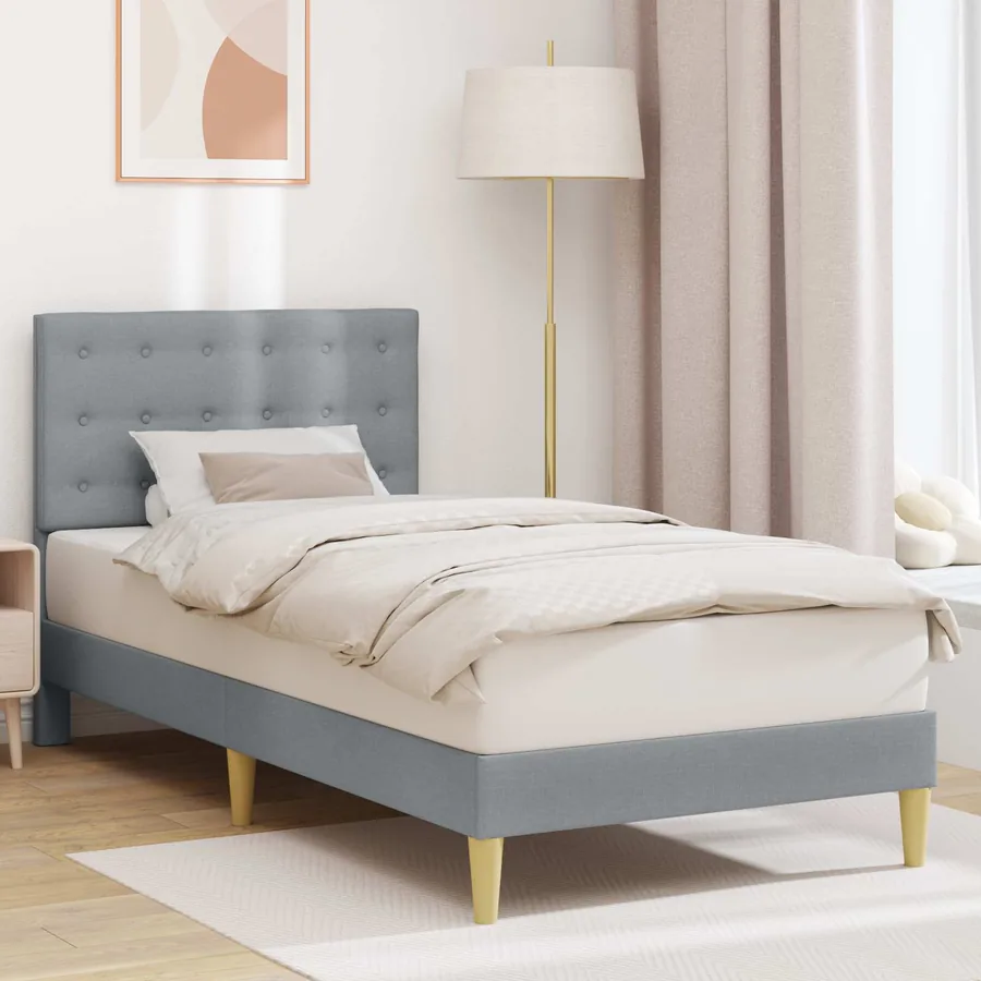 Cadre de lit avec tête de lit Gris clair 90 x 190 cm Tissu