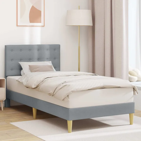 Cadre de lit avec tête de lit Gris clair 90 x 190 cm Tissu
