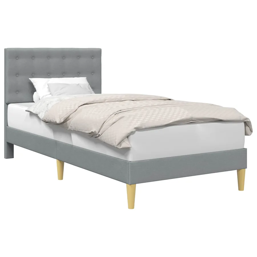 Cadre de lit avec tête de lit Gris clair 90 x 190 cm Tissu - 2