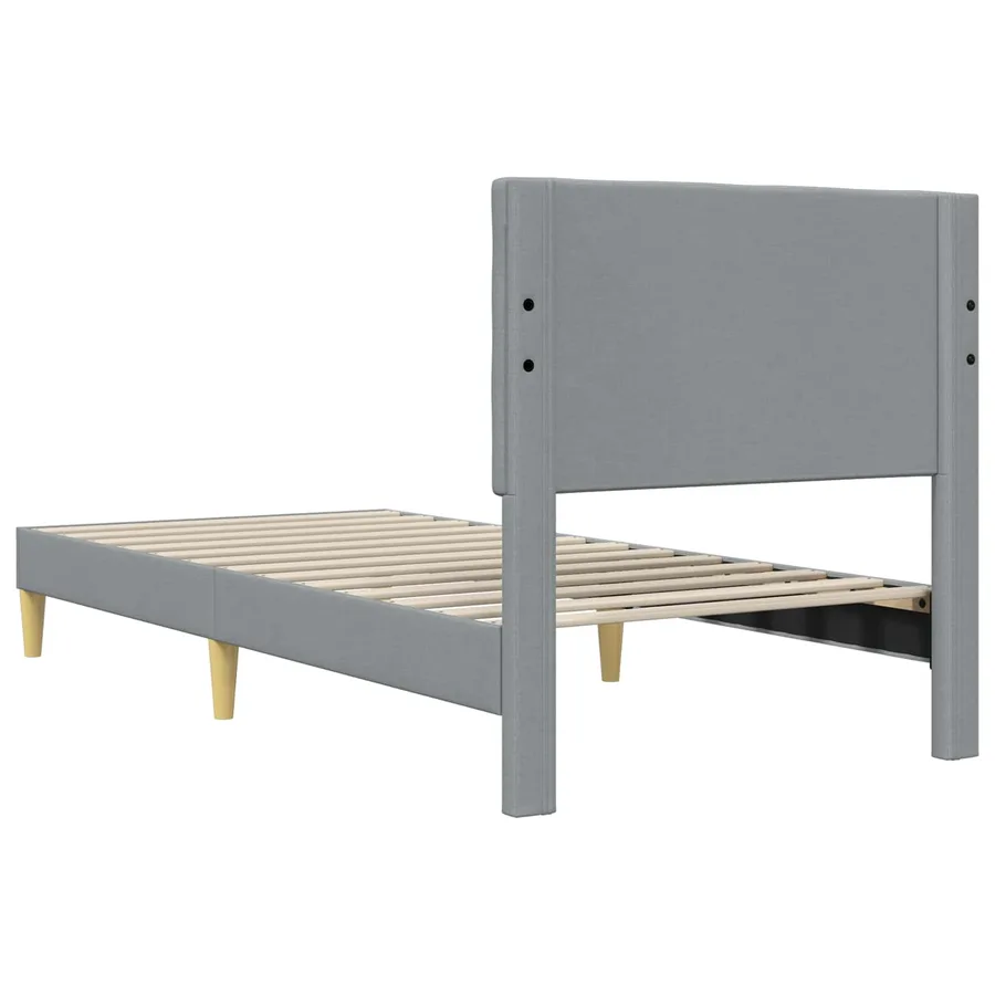 Cadre de lit avec tête de lit Gris clair 90 x 190 cm Tissu - 6