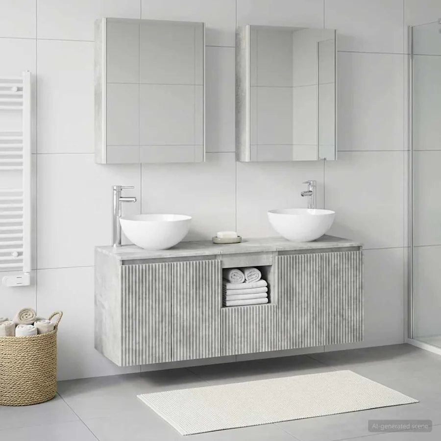 Ensemble d'armoire de salle de bain 5 pcs Gris béton