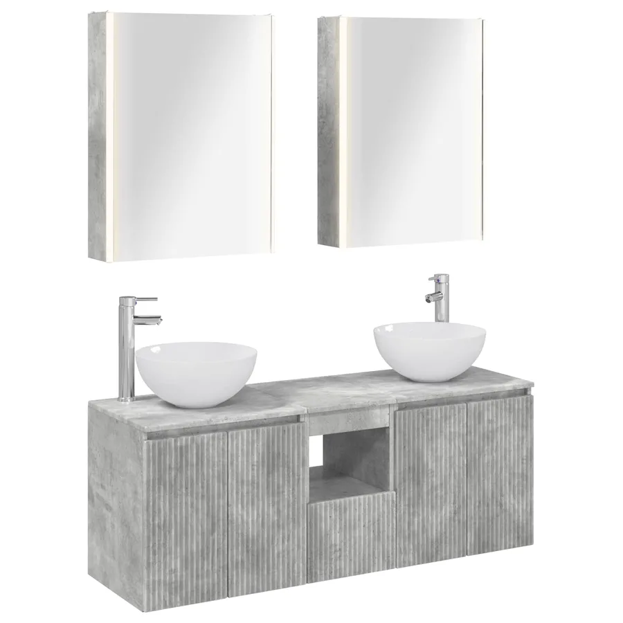 Ensemble d'armoire de salle de bain 5 pcs Gris béton - 2