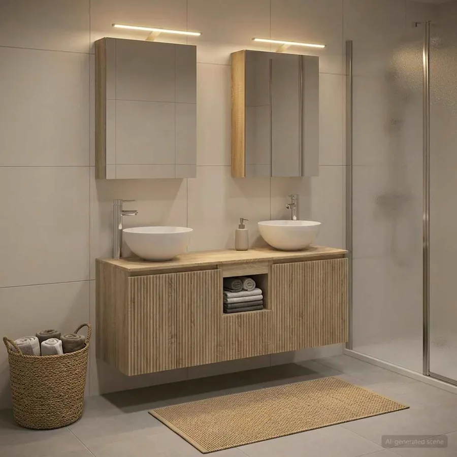 Ensemble d'armoire de salle de bain 5 pcs Chêne Sonoma