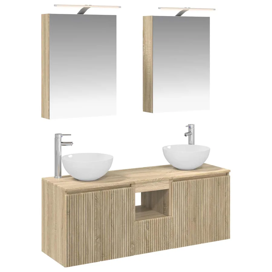 Ensemble d'armoire de salle de bain 5 pcs Chêne Sonoma - 2