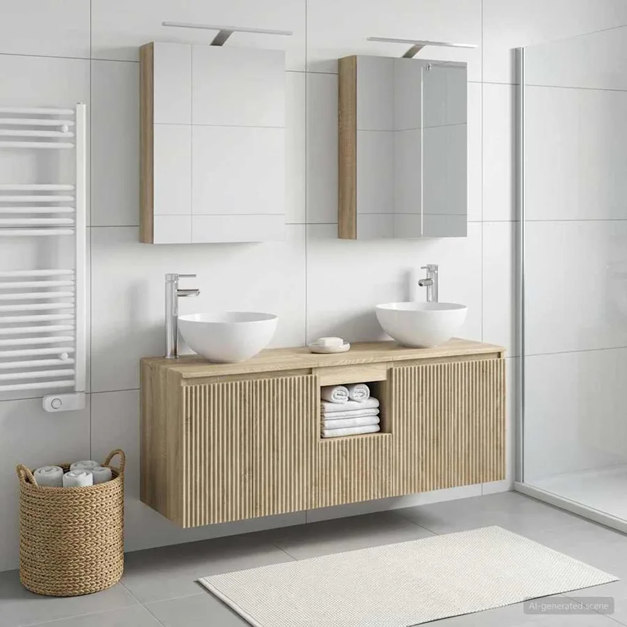 Ensemble d'armoire de salle de bain 5 pcs Chêne Sonoma - 4