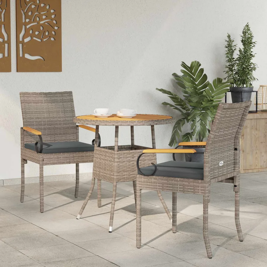 Chaises de jardin avec coussin 2 pcs Gris et bleu marine - 17