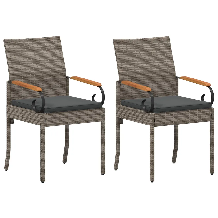 Chaises de jardin avec coussin 2 pcs Gris et bleu marine - 18