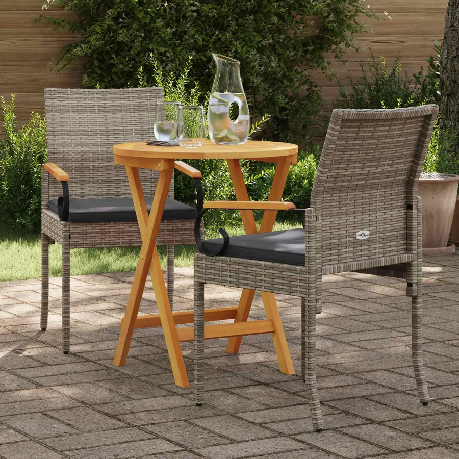 Chaises de jardin avec coussin 2 pcs Gris et bleu marine - 19