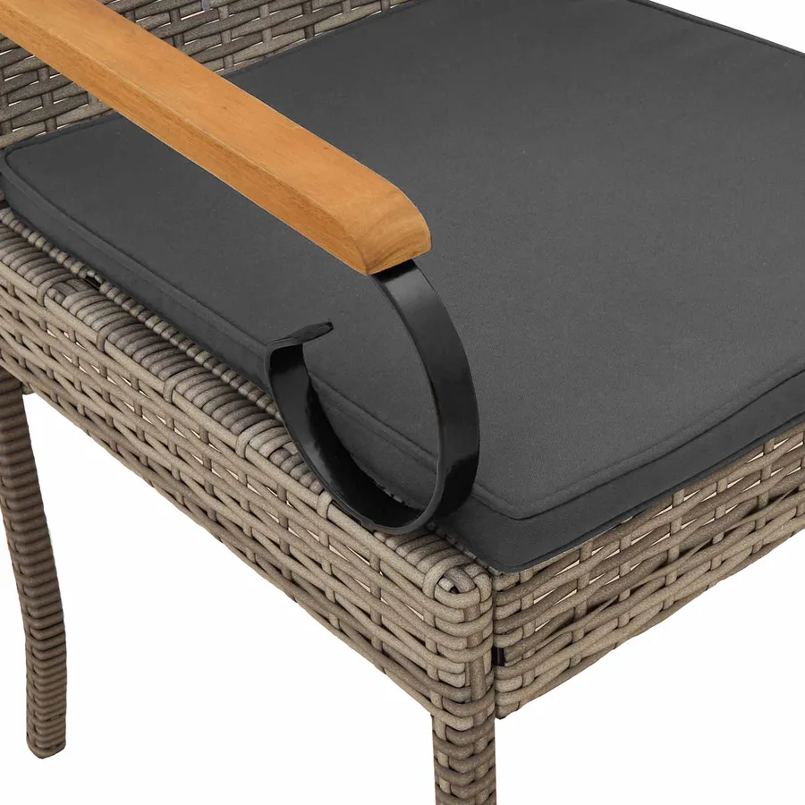 Chaises de jardin avec coussin 2 pcs Gris et bleu marine - 25