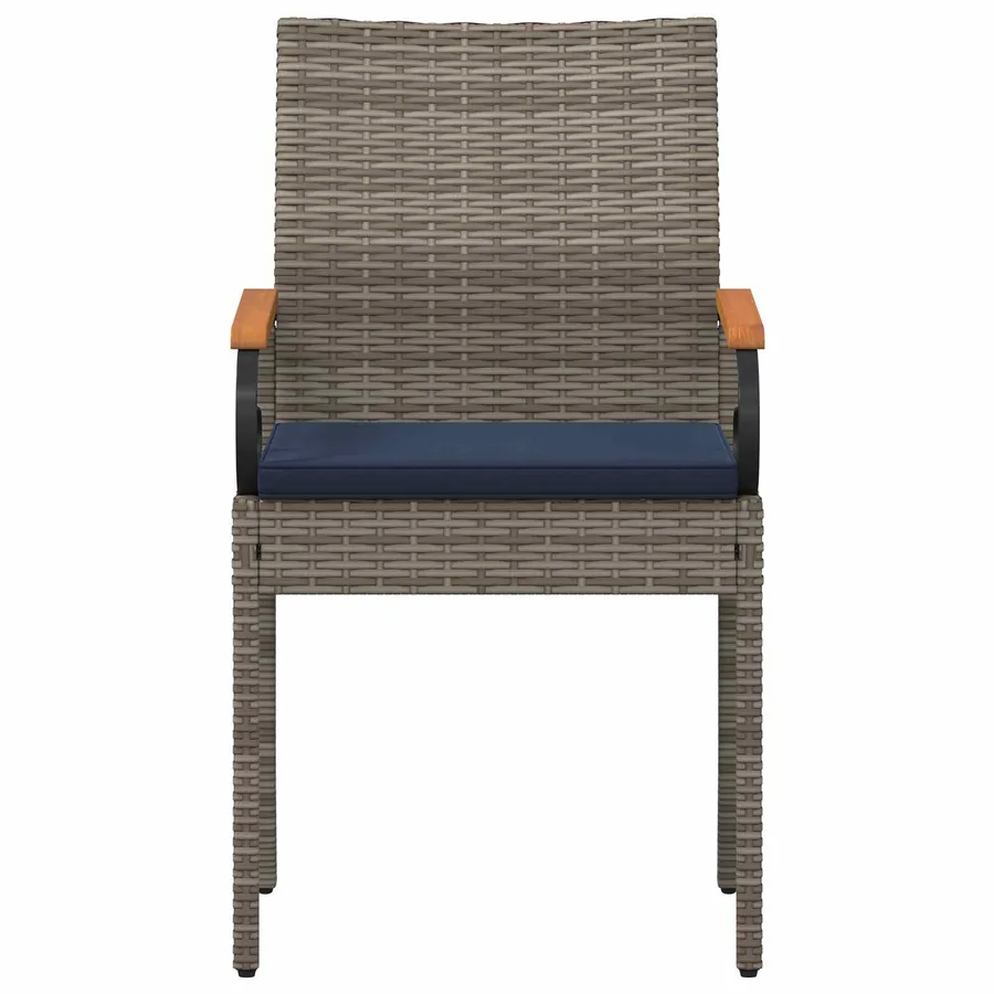 Chaises de jardin avec coussin 2 pcs Gris et bleu marine - 6