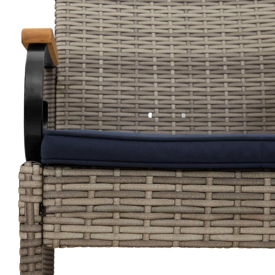 Chaises de jardin avec coussin 2 pcs Gris et bleu marine - 8