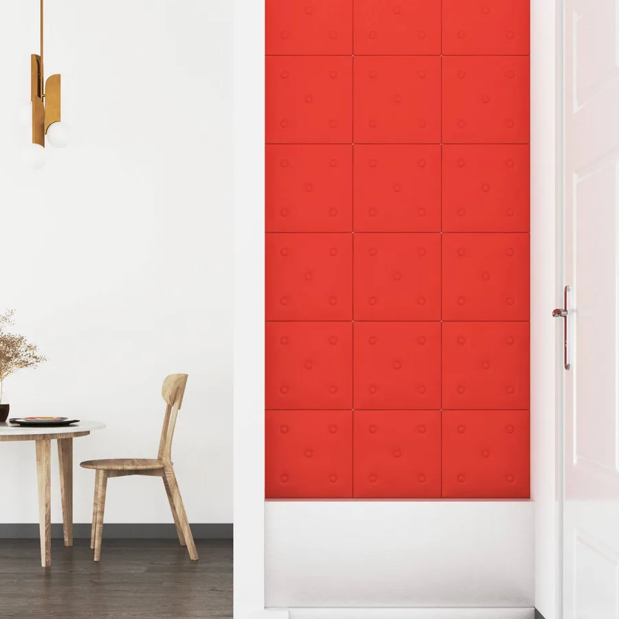 Tête de lit murale 12 pcs Rouge 30 x 30 cm Simili cuir - 3