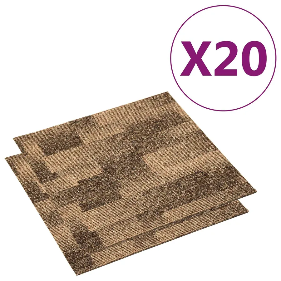 Moquette de sol 20 pcs Marron 50 x 50 cm PP - 2