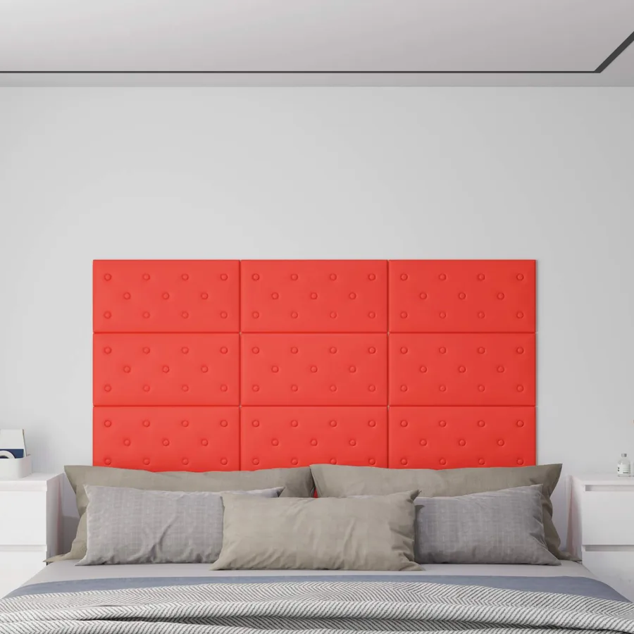 Tête de lit murale 12 pcs Rouge 60 x 30 cm Simili cuir