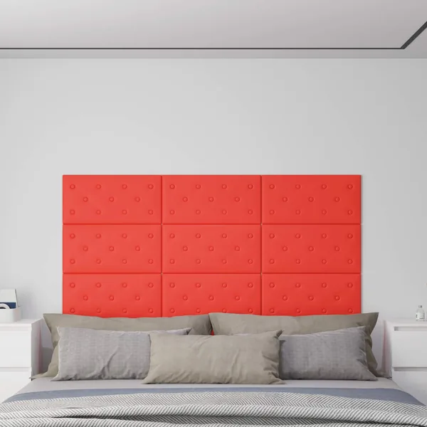 Tête de lit murale 12 pcs Rouge 60 x 30 cm Simili cuir