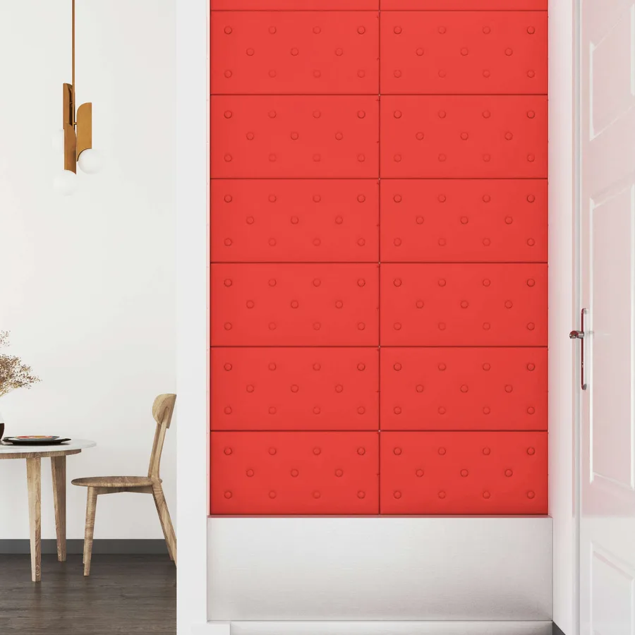 Tête de lit murale 12 pcs Rouge 60 x 30 cm Simili cuir - 3