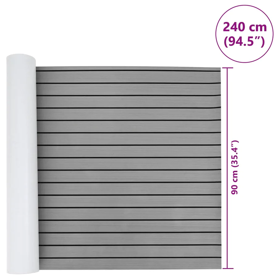 Tapis de bateau Rayé Gris clair et noir 240 x 90 cm EVA - 8