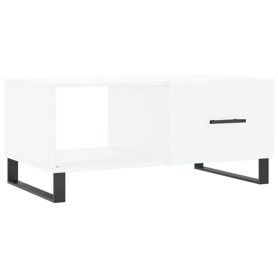 Table basse blanc 90x50x40 cm bois d'ingénierie - 2