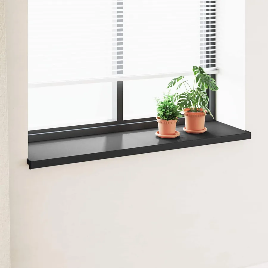 Appui de fenêtre Noir avec grain de bois 120 x 45 x 4,5 cm PVC
