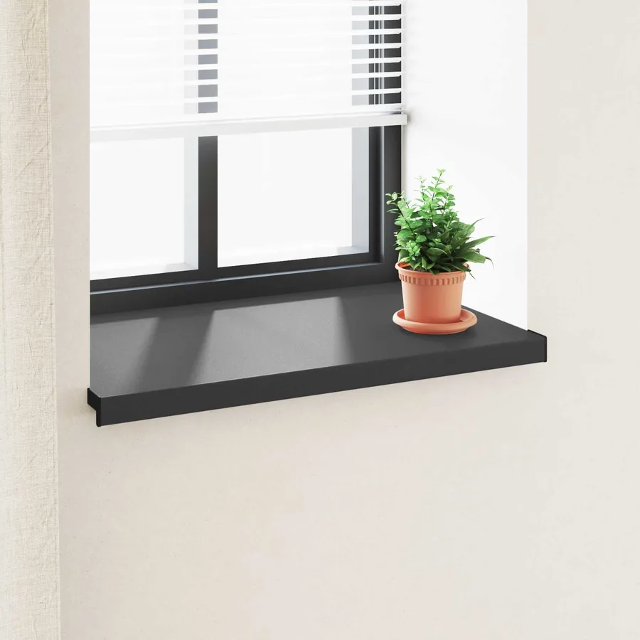 Appui de fenêtre Noir avec grain de bois 60 x 50 x 4,5 cm PVC