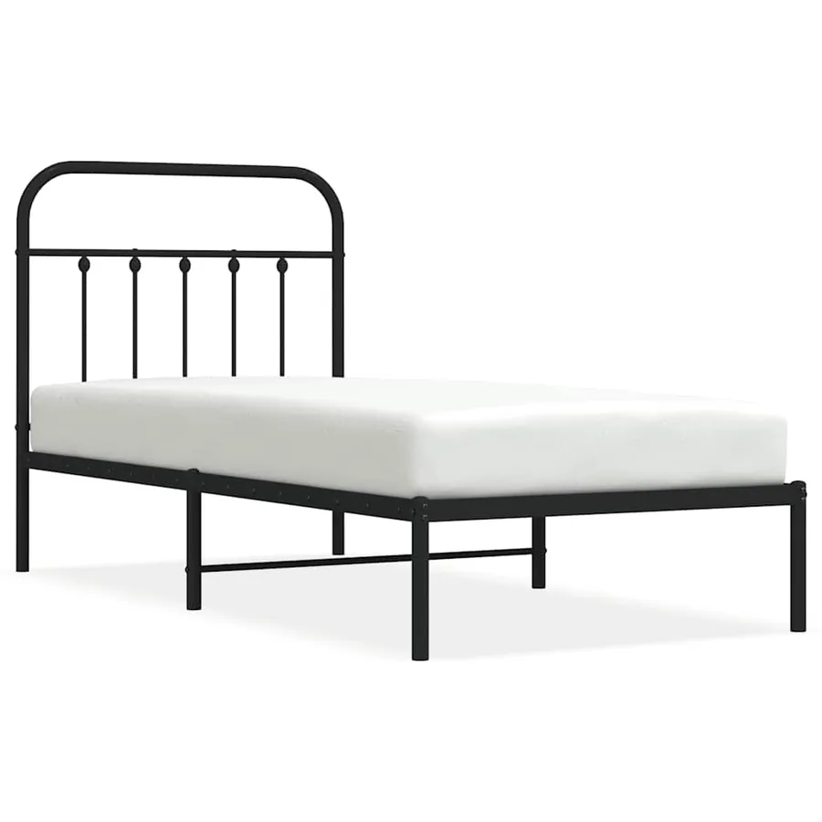 Cadre de lit métal sans matelas avec tête de lit noir 90x200 cm - 2