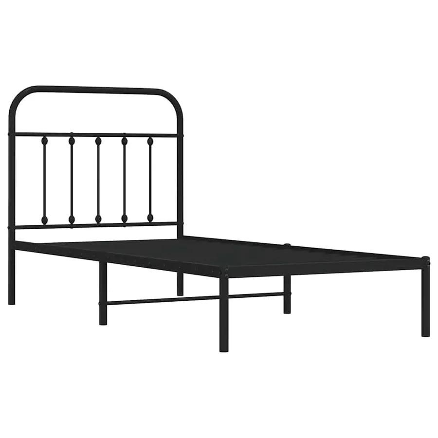 Cadre de lit métal sans matelas avec tête de lit noir 90x200 cm - 3