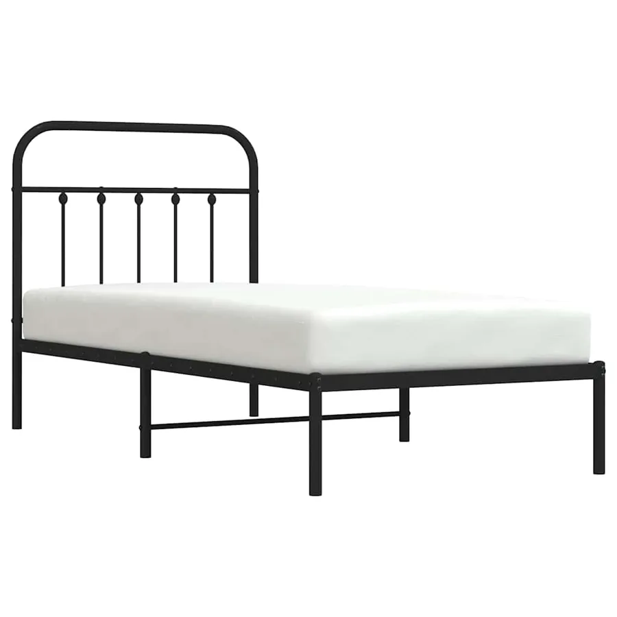 Cadre de lit métal sans matelas avec tête de lit noir 90x200 cm - 5
