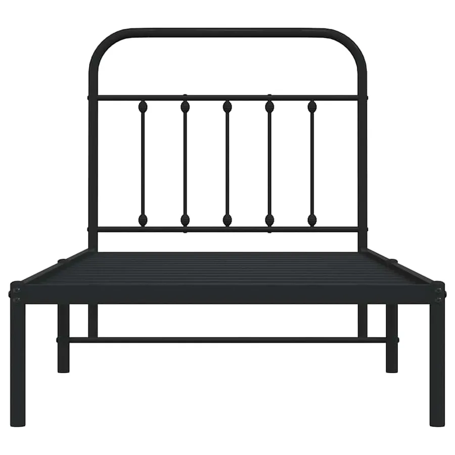 Cadre de lit métal sans matelas avec tête de lit noir 90x200 cm - 6